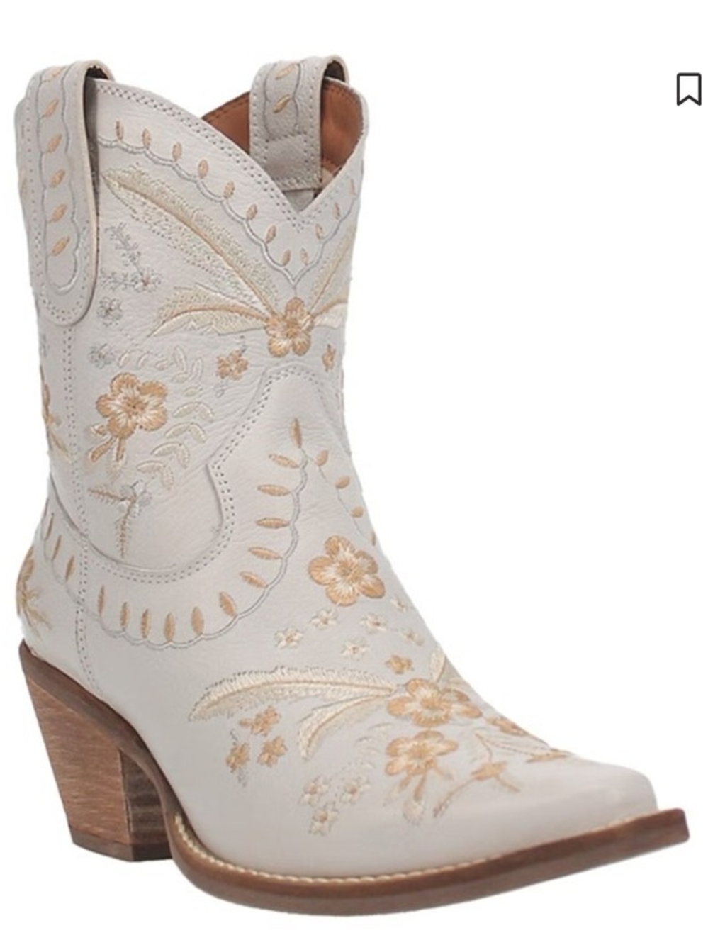 Dingo Primrose White Embroidered Leather Western Boots Size 6M